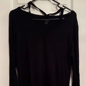 Alya Francesca’s Strappy Long Sleeve Black Shirt Size Medium M